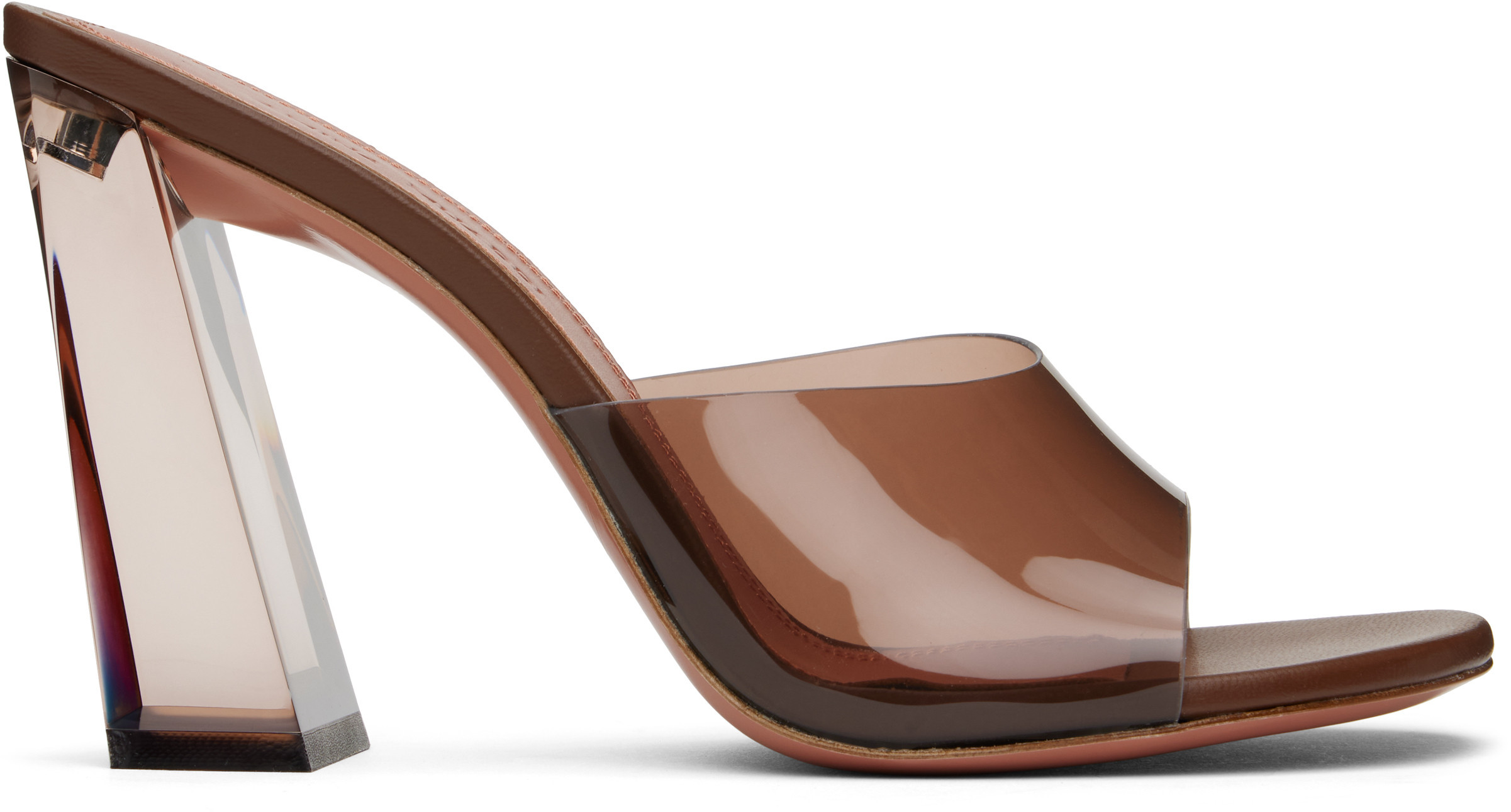 Amina Muaddi Brown Brigitte Glass Heeled Sandals | SSENSE