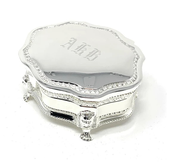 Personalized Silver Plated victorian style 3" jewelry box - Engraved antique jewelry box  -  Vint... | Etsy (US)