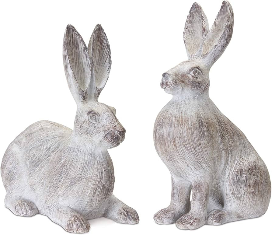 Melrose Noble Rabbit Figurines - 17" - White and Brown - Set of 2 | Amazon (US)