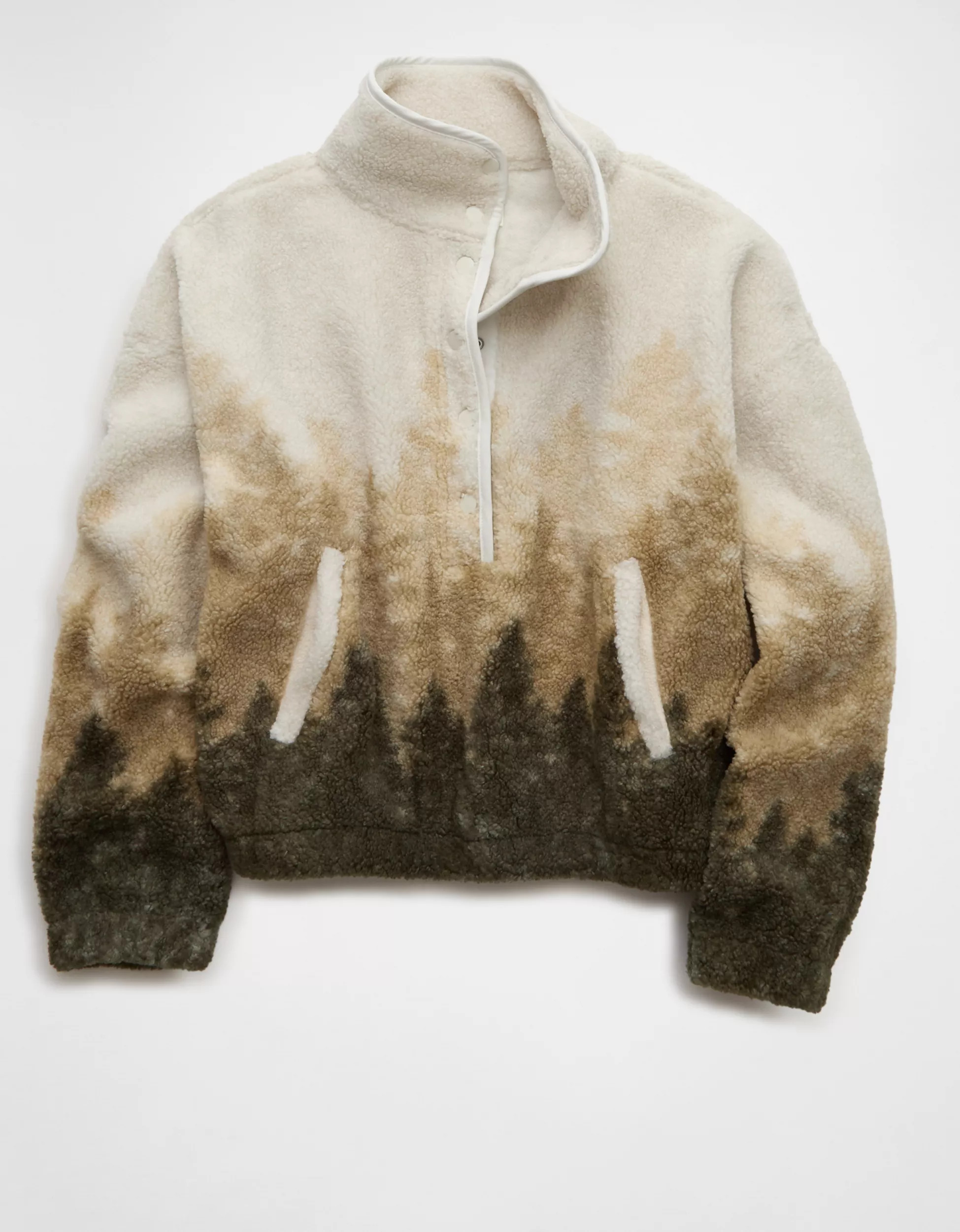 AE Sherpa Fleece Graphic Henley Sweatshirt | American Eagle Outfitters (US & CA)