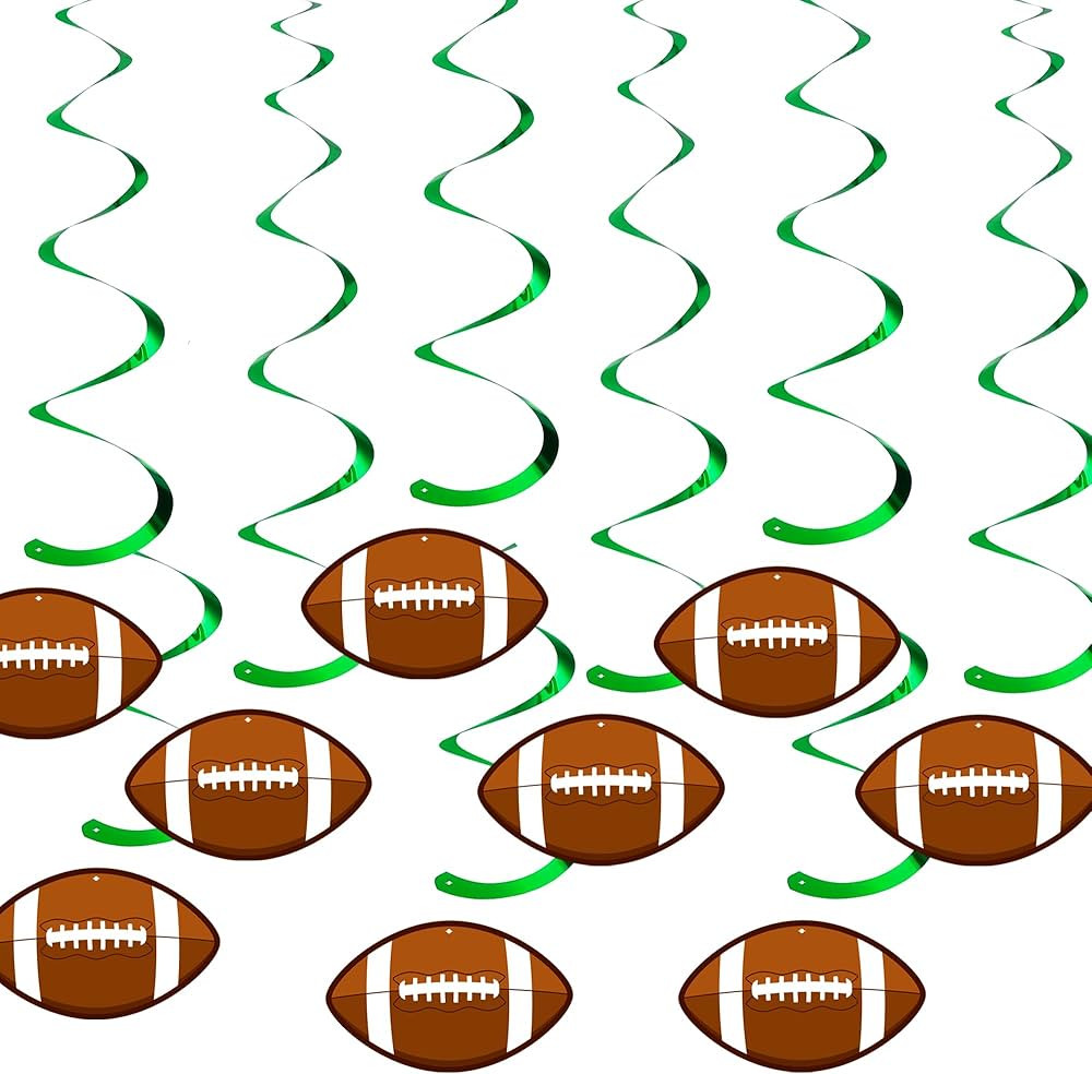 Football Hanging Swirls 9 Pcs Pre-Strung Football Party Decorations Foot Ball Birthday Party Deco... | Amazon (US)