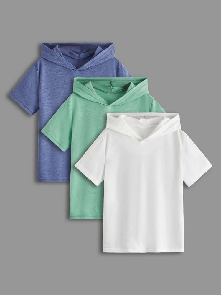 SHEIN Boys 3pcs Solid Hooded T-Shirt | SHEIN