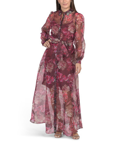 Long Sleeve Organza Maxi Shirt Dress | Marshalls