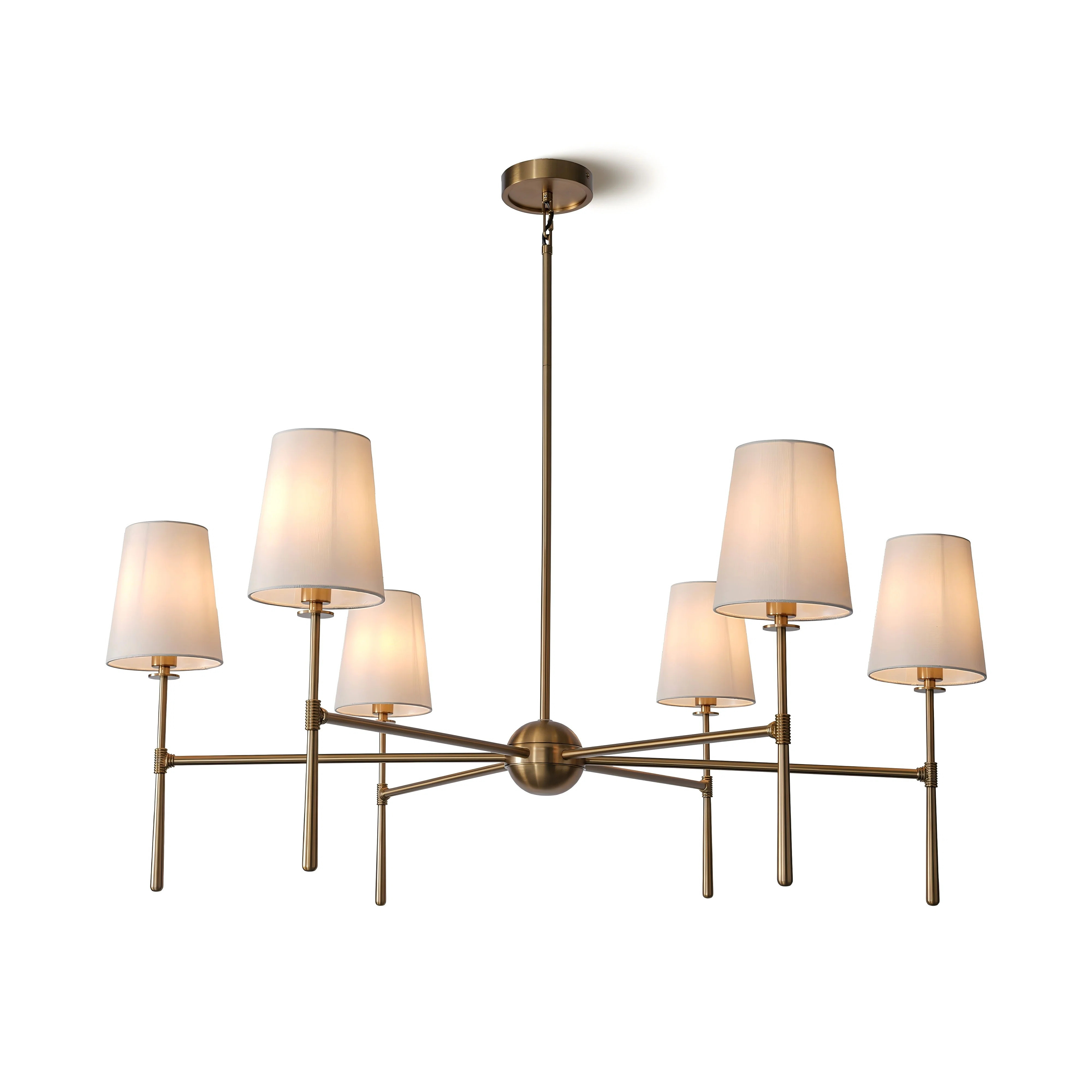 Khloeann 6 - Light Vintage Dimmable Round Kitchen Island Chandelier with Cloth Shade | Wayfair North America