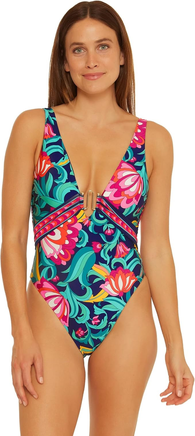 Trina Turk Women's Standard India Garden Plunge Neck | Amazon (US)