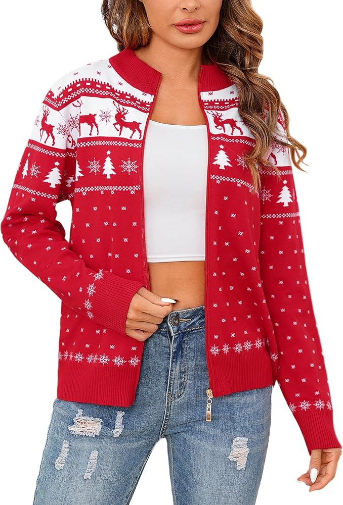 Totatuit Womens Long Sleeve Knitted Zip Up Sweater Cardigans Sweaters Lightweight Zipper Sweatshi... | Amazon (US)