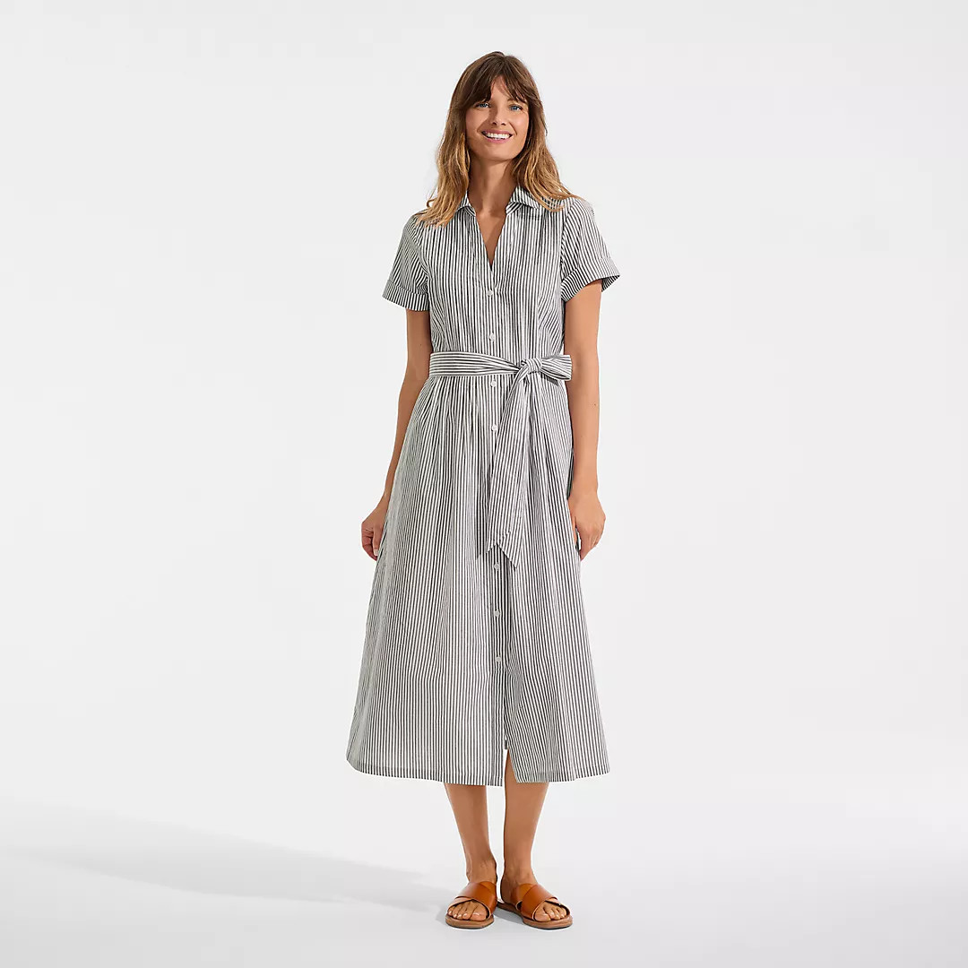 Women's Poplin Pintuck Detail Shirt Dress | Lands' End (US)