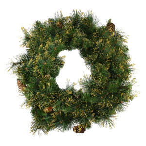 24" Mixed Pine Glittered Pine Cone Artificial Christmas Wreath - Unlit | Christmas Central