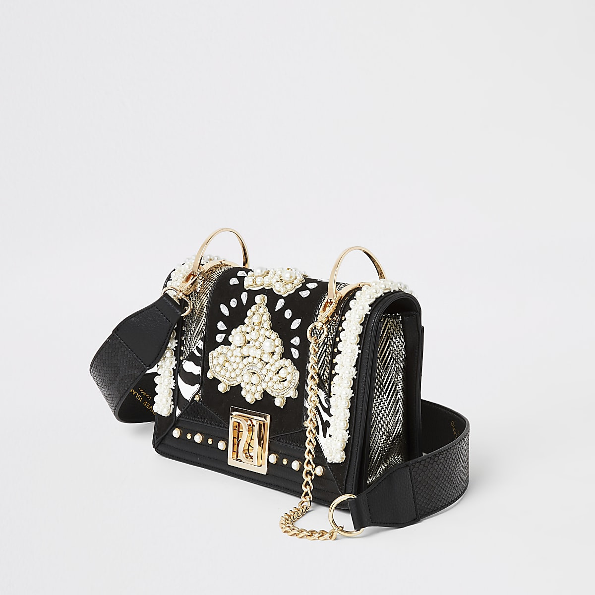 Black embellished cross body bag | River Island (UK & IE)