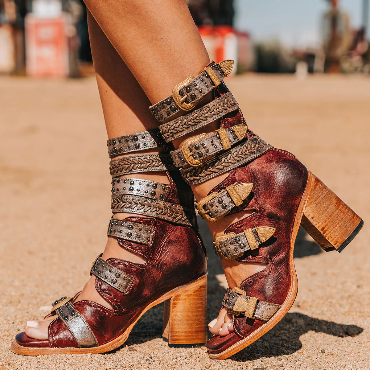 JETT Women's Exclusive Leather Heeled Sandal Red | Freebird Stores | Shop Women's Red Heeled Leat... | Freebird