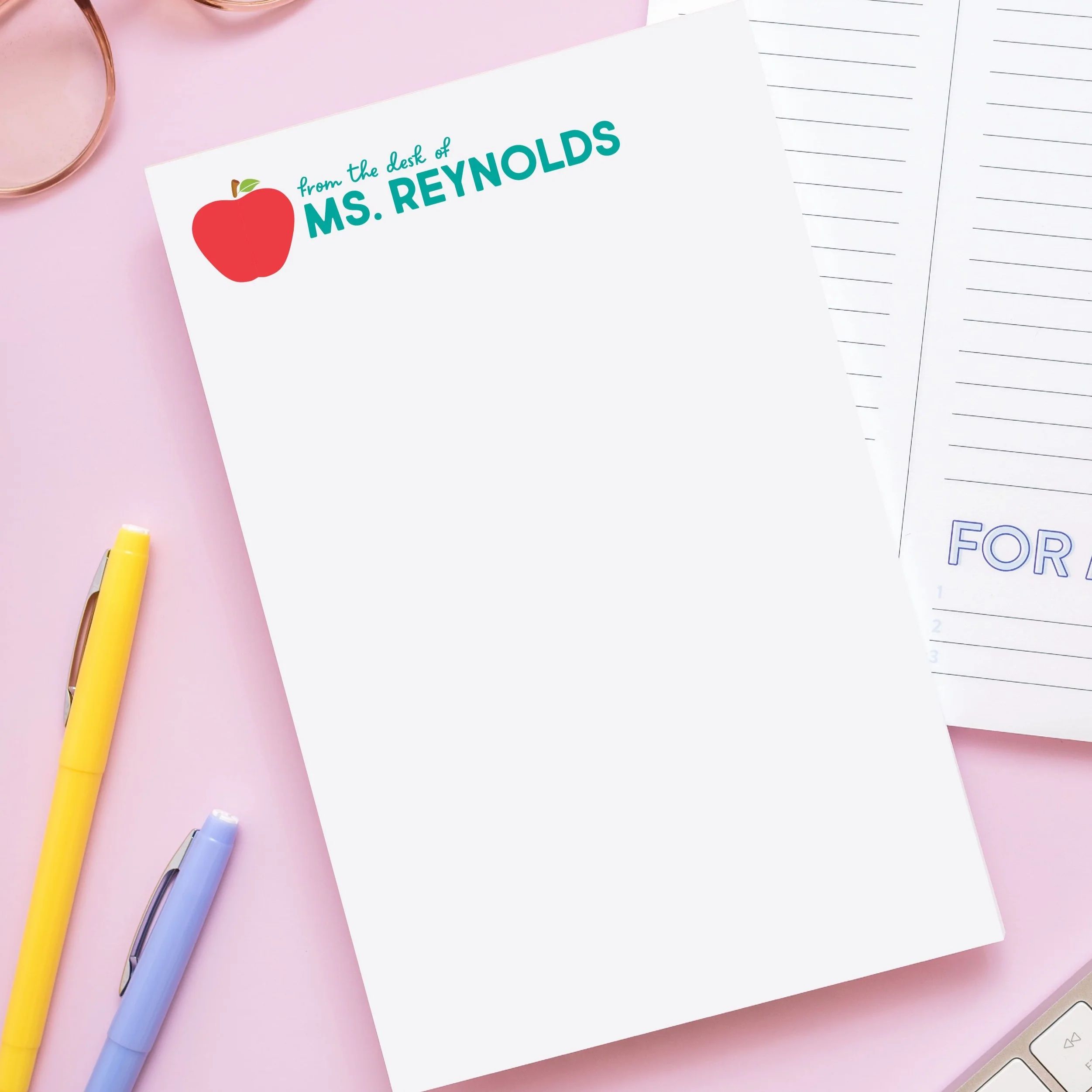 Apple Teacher Personalized Notepad | Joy Creative Shop