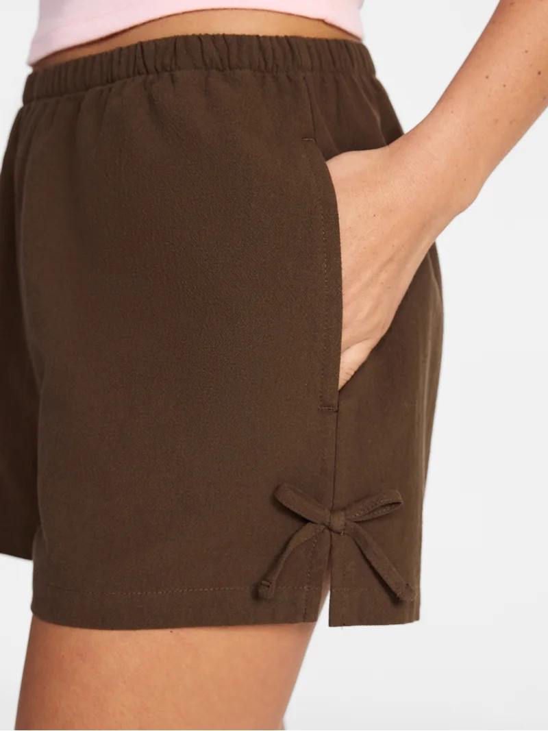 No Boundaries Cotton Pull-On Shorts with Side Bows, Women's XXS-XXL | Walmart (US)
