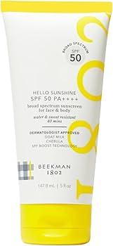 Beekman 1802 Hello Sunshine SPF 50 PA ++++ - Sunscreen for Face & Body - 5.0 fl. oz - Reduces Fine Lines & Protects Against Sun Damage - Good for Sensitive Skin - Cruelty Free - Reef Safe | Amazon (US)
