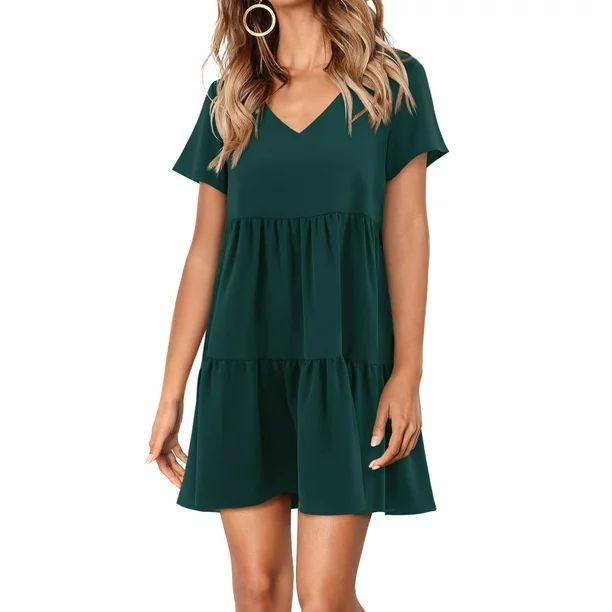 Fantaslook Summer Dresses for Women V Neck Casual Loose Flowy Swing Shift Dress - Walmart.com | Walmart (US)