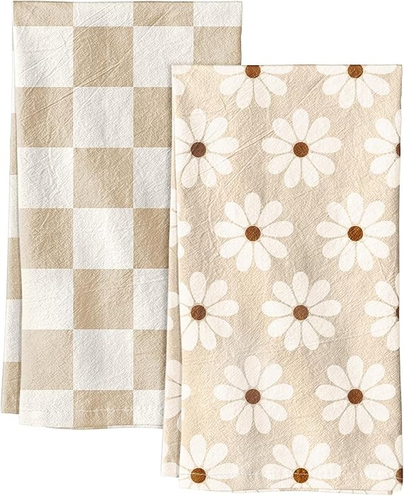 Miss Adola 2 Pack Flour Sack Kitchen Towels - 16x26 Inch Cotton Dish Towels with Hanging Loop Reu... | Amazon (US)