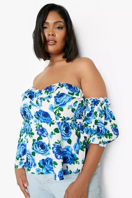 Plus Floral Ruffle Detail Smock Top | Boohoo.com (UK & IE)