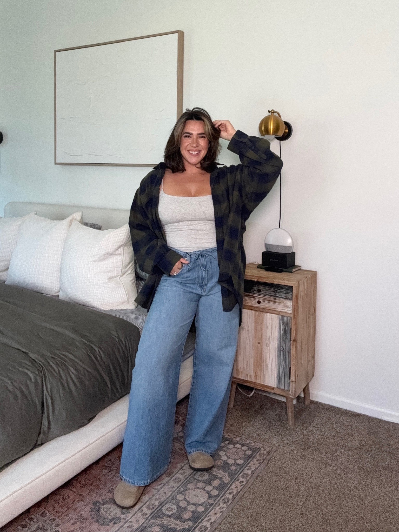 The coziest and softest flannels are back this year!! And they’re on sale - can’t beat the price for the quality. I sized UP to XL, I could even do L - but like this oversized look personally. Leggings size M, tank size M. Early fall outfit idea for moms! Leggings outfit. 

#LTKSeasonal #LTKFindsUnder50 #LTKStyleTip