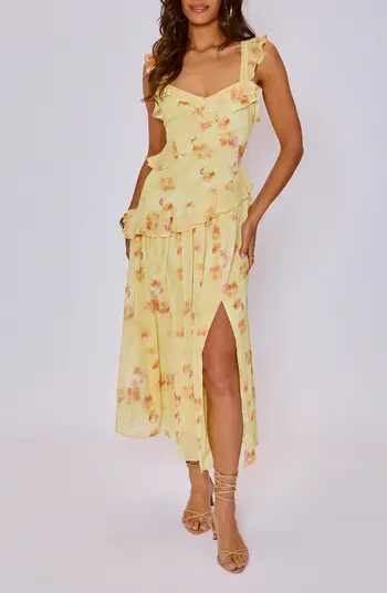 Esme Floral Ruffle Detail Midi Dress | Nordstrom