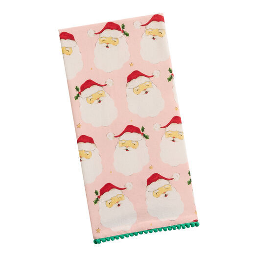 Pink Coming to Town Santa Kitchen Towel by World Market | World Market