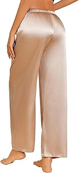 Ekouaer 2 Pack Womens Satin Pajama Pants Silk Sleep Lounge Pants Loose Pj Bottom with Pockets | Amazon (US)