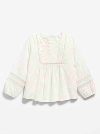 Long-Sleeve Pintuck-Lace Top for Toddler Girls | Old Navy (US)