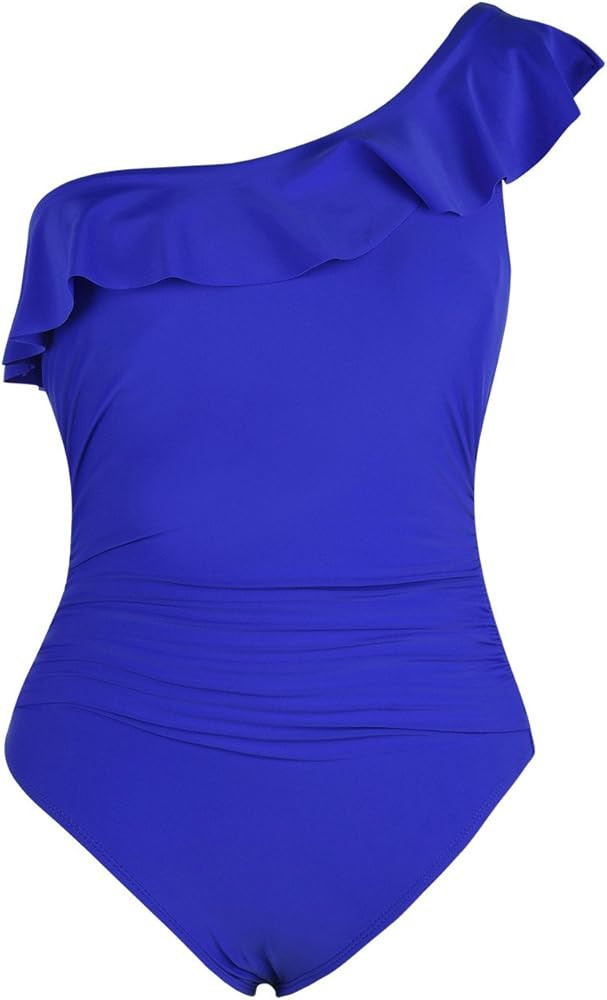 Hilor Women's One Piece Swimsuits One Shoulder Swimwear Asymmetric Ruffle Monokinis Bathing Suits | Amazon (US)