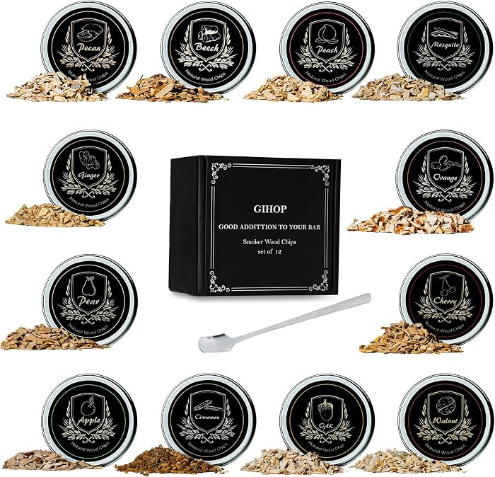Cocktail Smoker Chips, 12 Flavors Wood Chips for Cocktails, Whiskey,Bourbon | Amazon (US)