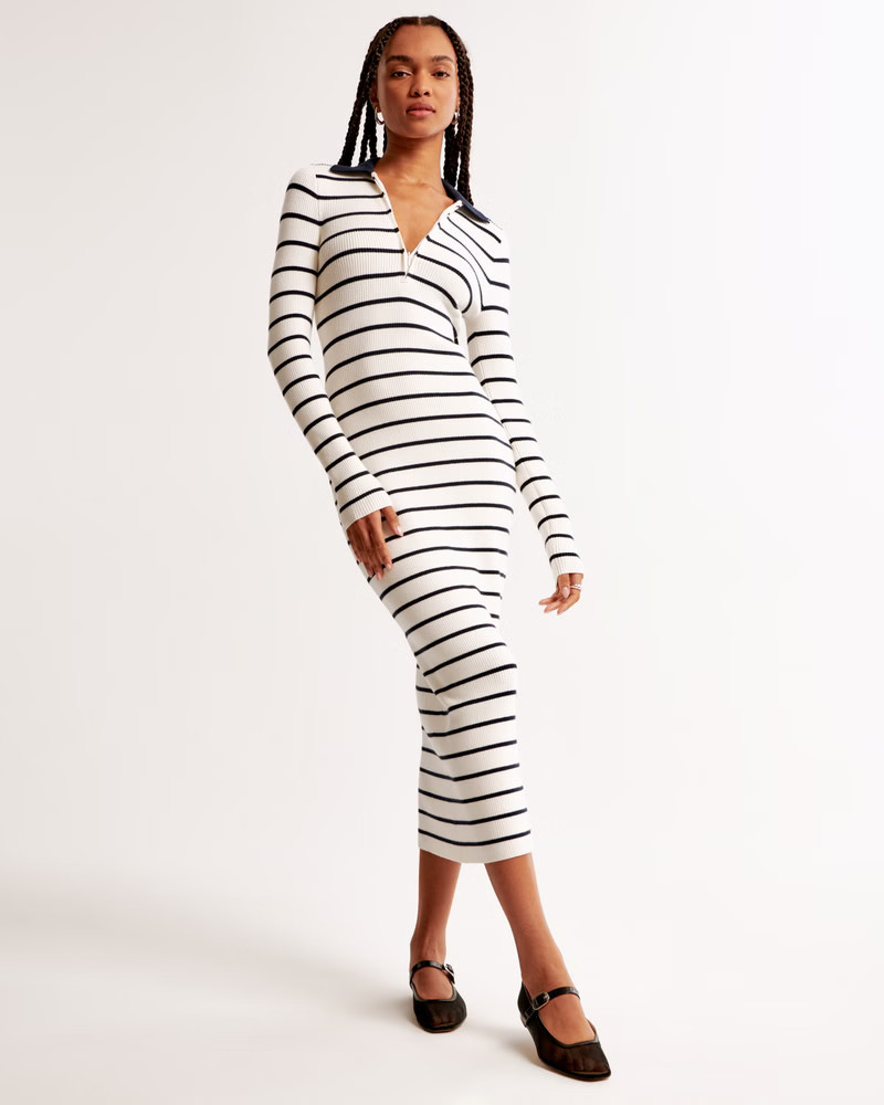 Long-Sleeve Half-Zip Maxi Sweater Dress | Abercrombie & Fitch (US)