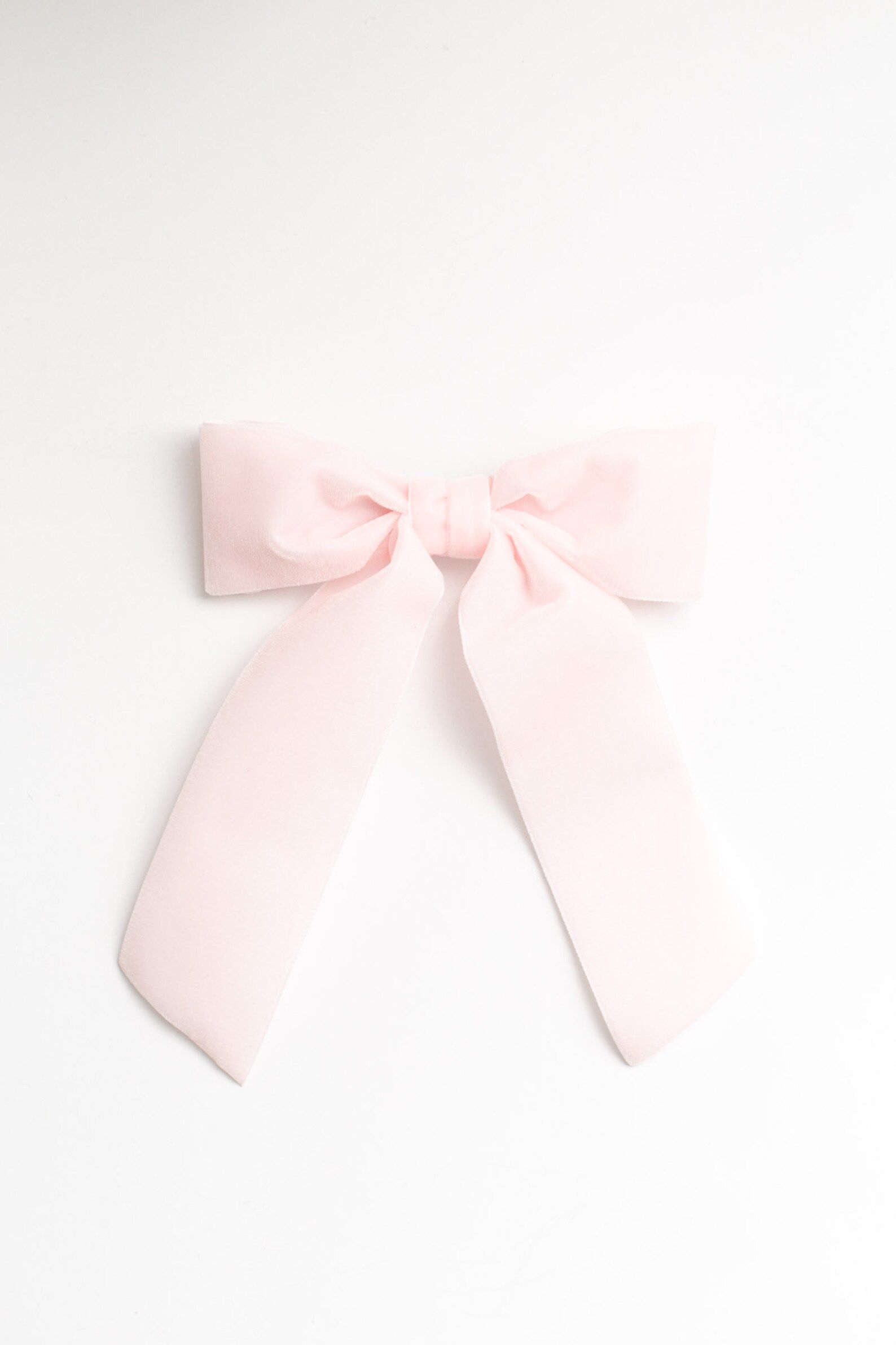 Ballet Slipper Pink Oversized Velvet Hair Bow Long Tail French Barrette | Grace & Grandeur Bailee... | Etsy (US)