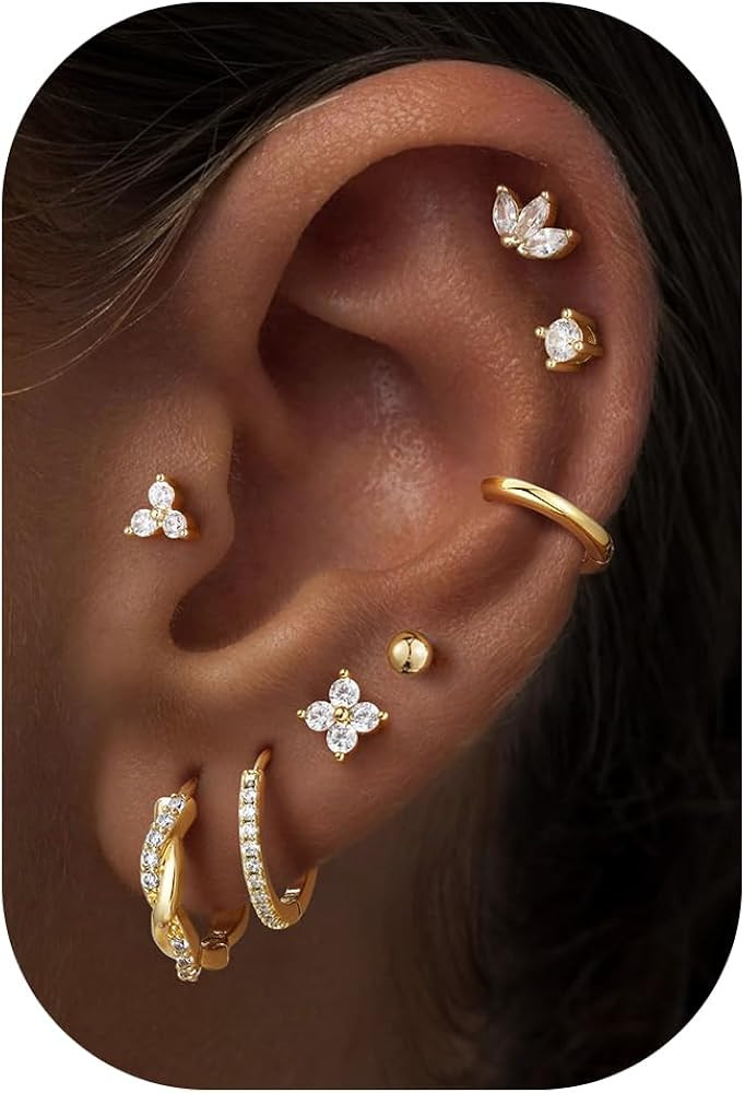 Turandoss Gold Hoop Earrings for Women Trendy - Dainty 14K Gold Plated Hypoallergenic Huggie Hoop... | Amazon (US)