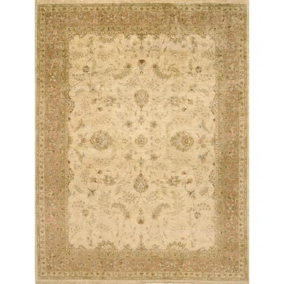 Rectangle Oriental Hand-Knotted Wool Area Rug in Beige/Brown | Wayfair North America