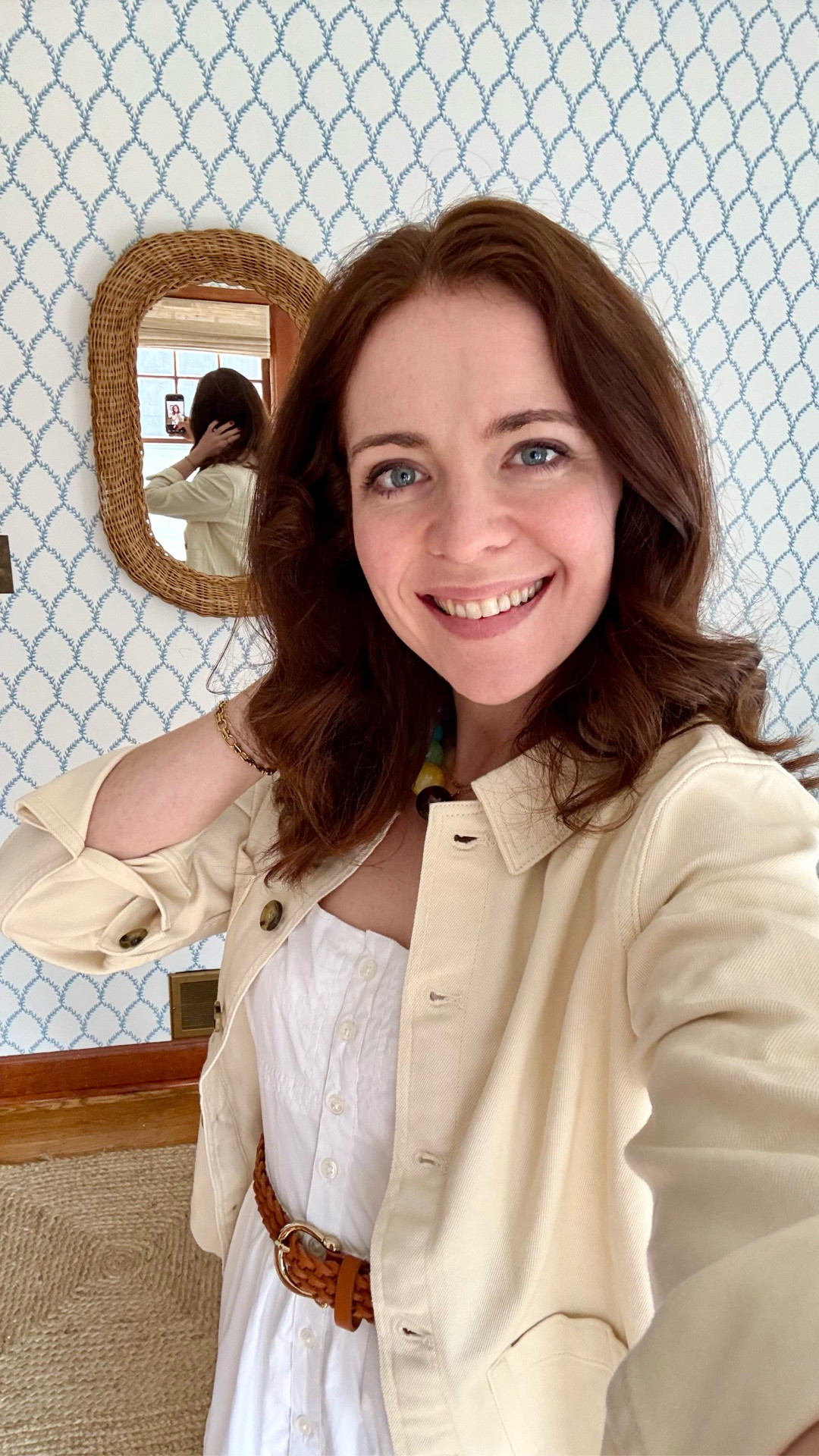 I’m going to help you style this beautiful, classic white dress from Quince for spring! I love the full skirt and that it's fully lined. I’ve been wearing my denim chore jacket so much that I got another one in this canvas color. 

I debated belt or no belt, went with belt to add definition! Definitely wanted to add some color and a different texture with my necklace… Tried a few options and ended up going with the BIG one for maximum impact. 😍 

Honestly, you can't go wrong with shoe choice here… flats or something with a heel would also work, but I went with this gold lamé option for extra fun and I'm loving it. 

I love Quince because they have organic cotton and other great materials all at direct to consumer prices. You can get 10% off your first order with my code INFG-26SUZANNAHSTANLEY10 ❤️ They have so many great classic pieces for spring! @onequince, #QuincePartner

#LTKSeasonal