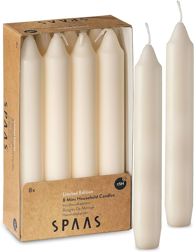 Straight Ivory Candlesticks - Pack of 8 6" Long Ivory Candles - 5 Hour Long Burning Unscented Can... | Amazon (US)