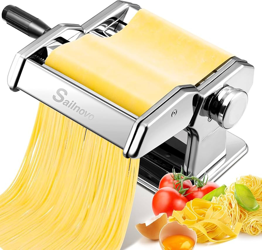 Sailnovo Pasta Machine Pasta Maker, 180 Aluminum Alloy Manual Pasta Roller with 9 Adjustable Thic... | Amazon (UK)