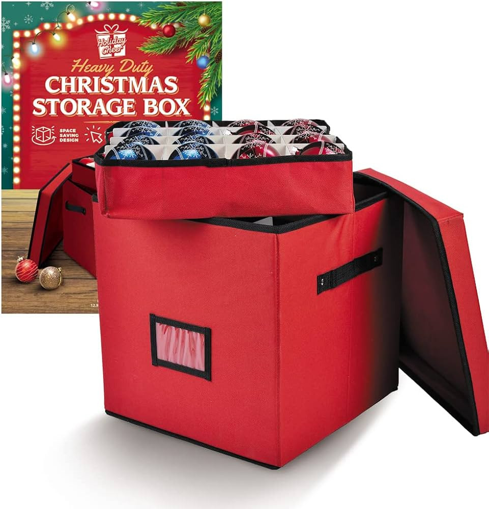 Holiday Cheer Premium Christmas Ornament Storage with 4 Tray – Christmas Storage Container with... | Amazon (US)