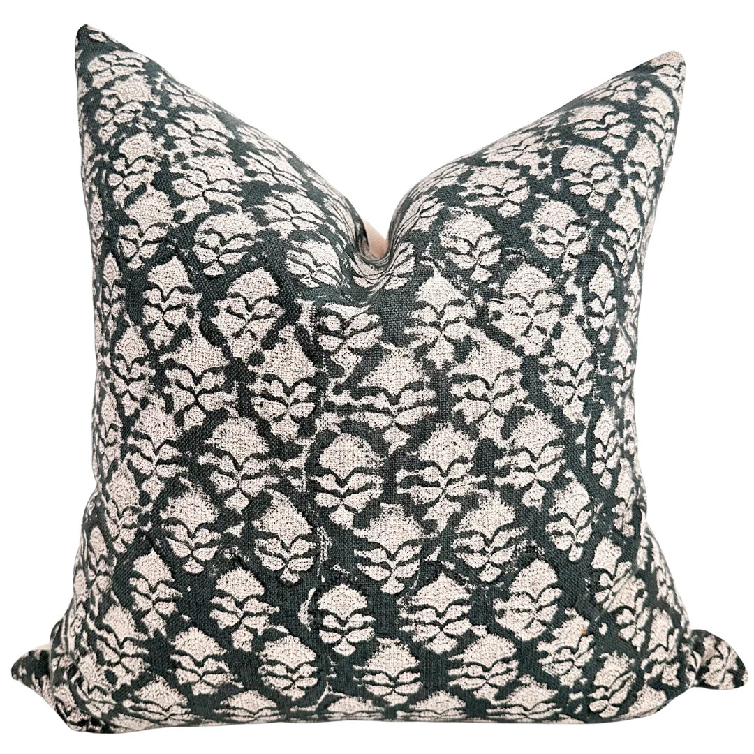 Varsha Dark Green Block Print Pillow Cover | Hackner Home (US)