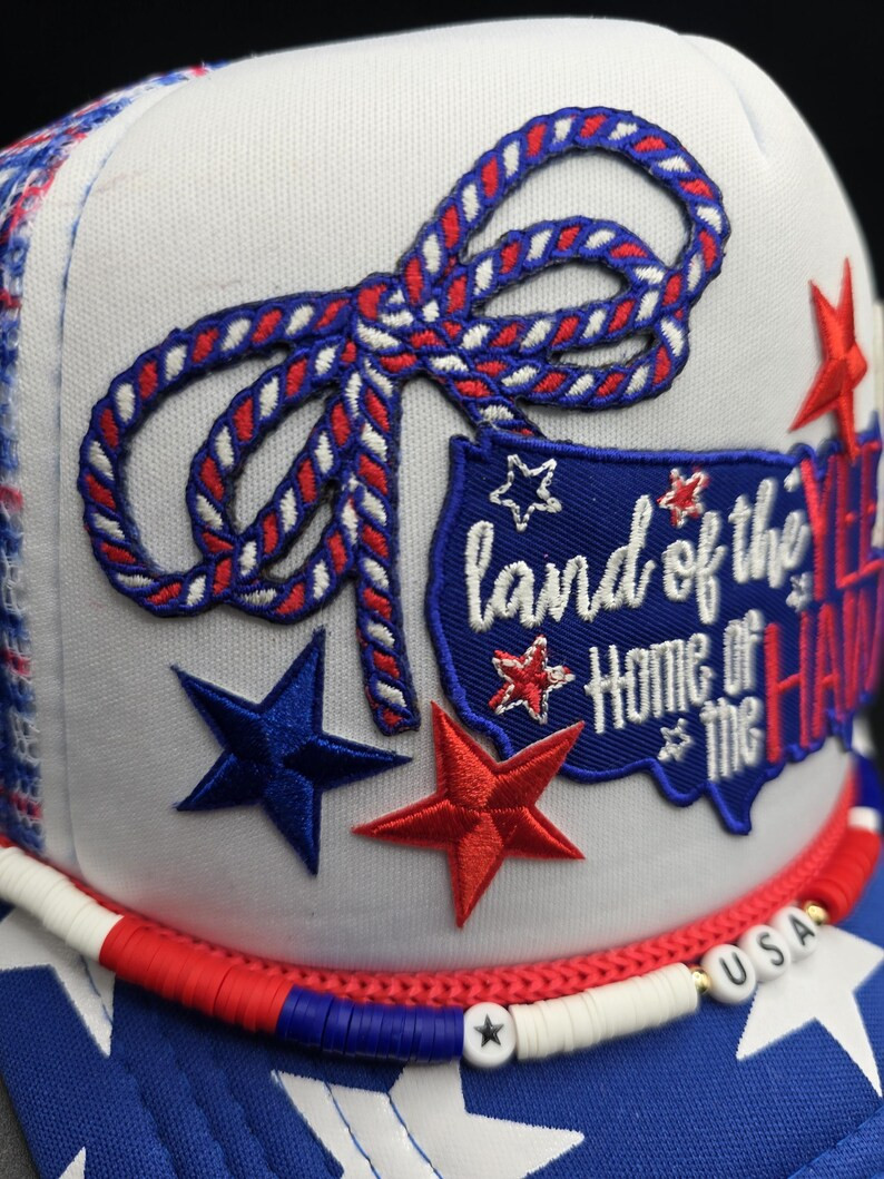 Land of the Yee Home of the Haw 4th of July Trucker Hat, Stars With Plaid Mesh All American Color... | Etsy (US)