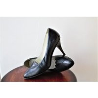 Vintage Black Pumps High Heel Shoes Mary Jane Heels Style Scalloped Trim 1970's By D Paola | Etsy (US)