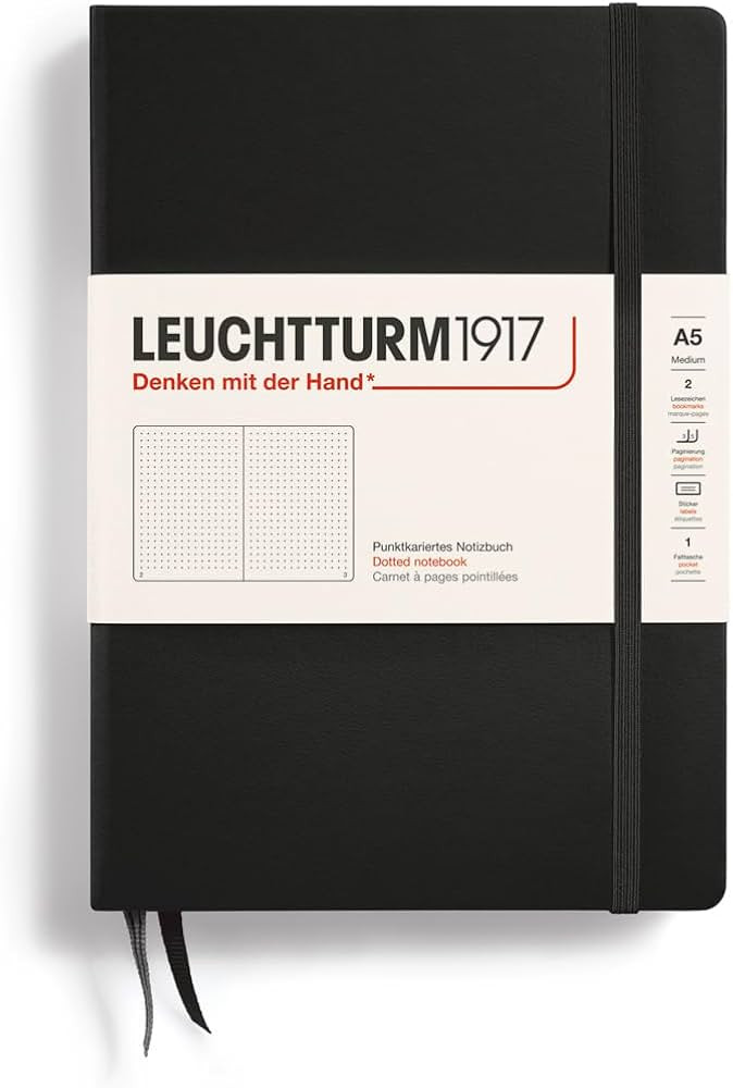 LEUCHTTURM1917 - Notebook Hardcover Medium A5-251 Numbered Pages for Writing and Journaling (Blac... | Amazon (US)