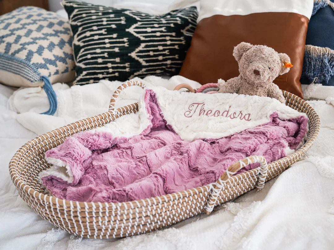 Personalized Baby Blanket, Woodrose Glacier and You Choose Minky Dot Color, Woodrose Glacier Blan... | Etsy (US)