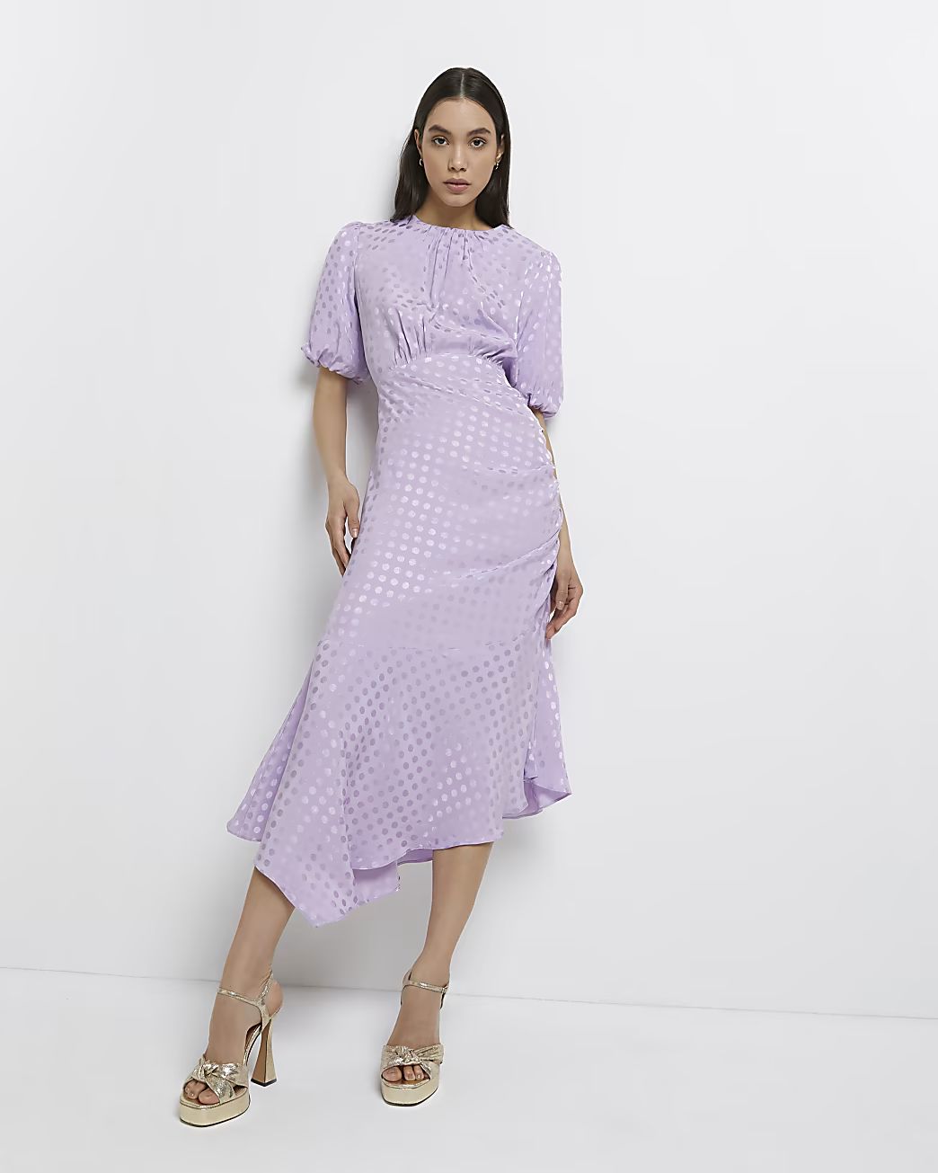 Purple asymmetric midi dress | River Island (UK & IE)