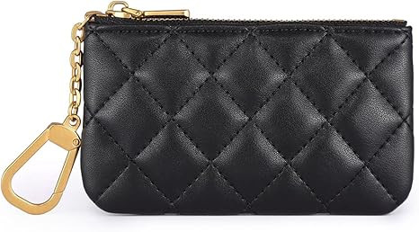 Premium Genuine Full Grain Leather Mini Coin Purse Keychain Pouch Card Holder for Men Women (Blac... | Amazon (US)