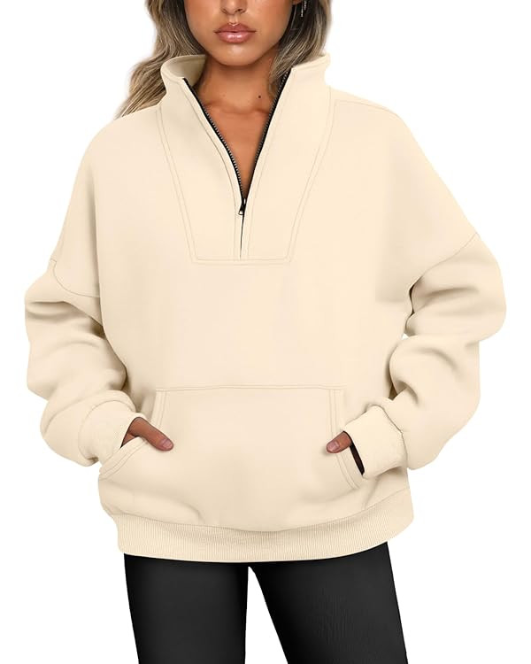 Trendy Queen Sweatshirts Half Zip Pullover Quarter Zip Oversized Hoodies Sweaters Comfy Fall Outf... | Amazon (US)