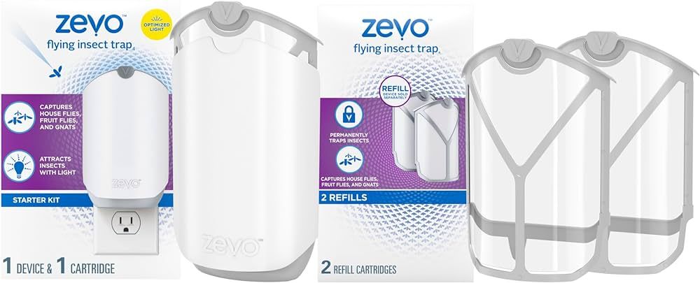 Zevo Flying Insect Trap, Fly Trap + Refill Cartridge Pack (1 Plug-in Base + 3 Total Refill Cartri... | Amazon (US)