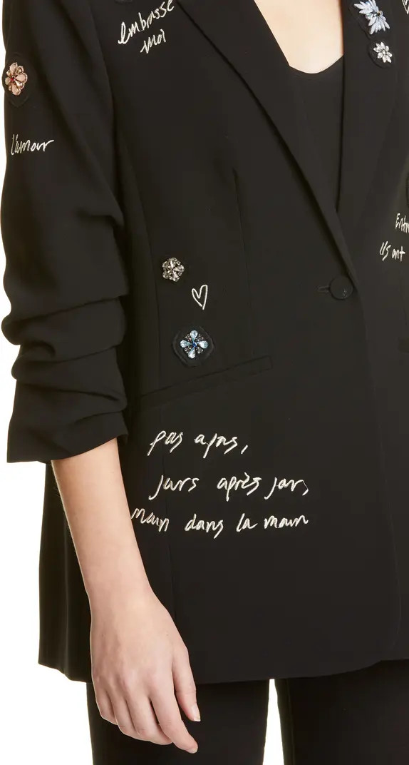 Cinq à Sept Love Letter Embroidered Floral Appliqué Blazer | Nordstrom | Nordstrom
