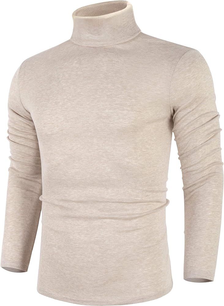 Poriff Men's Casual Slim Fit Basic Tops Knitted Thermal Turtleneck Pullover Sweater | Amazon (US)
