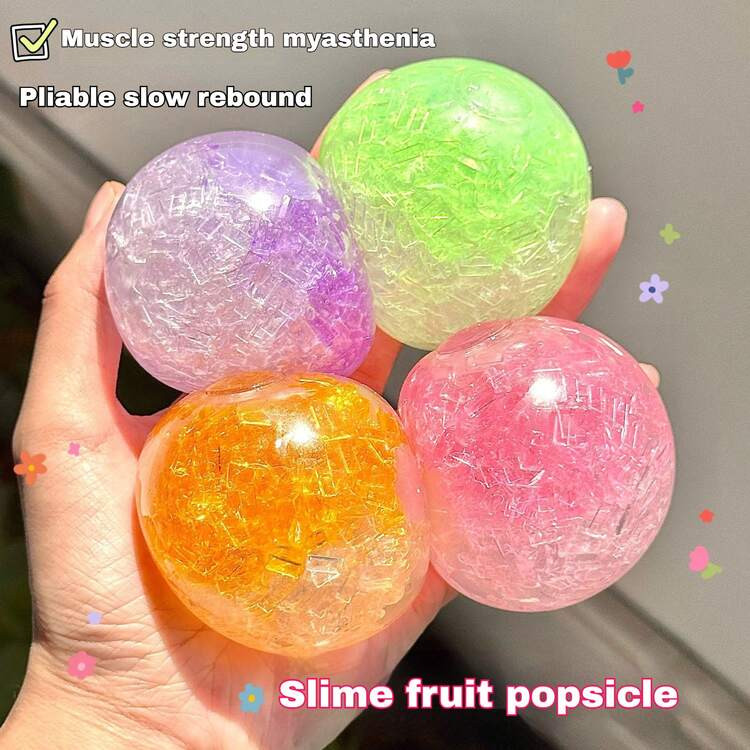 Handmade Sugar Ball Stress Ball Colorful Crystal Anti-Stress Ball, Muscle Strength Training, Slow Rebound Squeeze Toy Slime Fruit Ice Cream Stress Relief Toy Colorful Crystal Slow Rebound Anti-Stress Ball Squeeze Toy For Muscle Relaxation Slime Fruit Ice Cream Stress Relief Tool | SHEIN