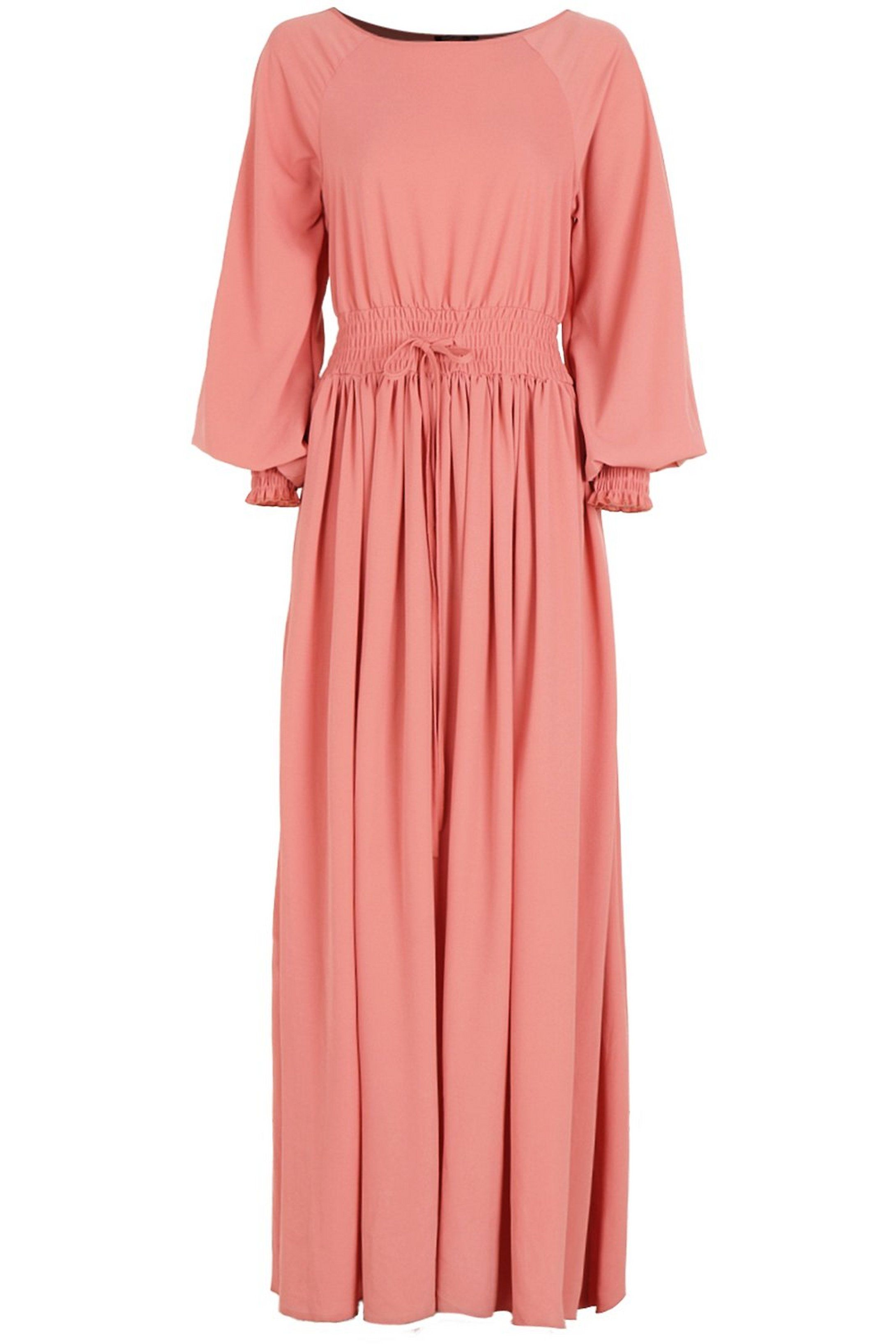 Shirred Waist & Cuff Woven Maxi Dress | Boohoo.com (US & CA)