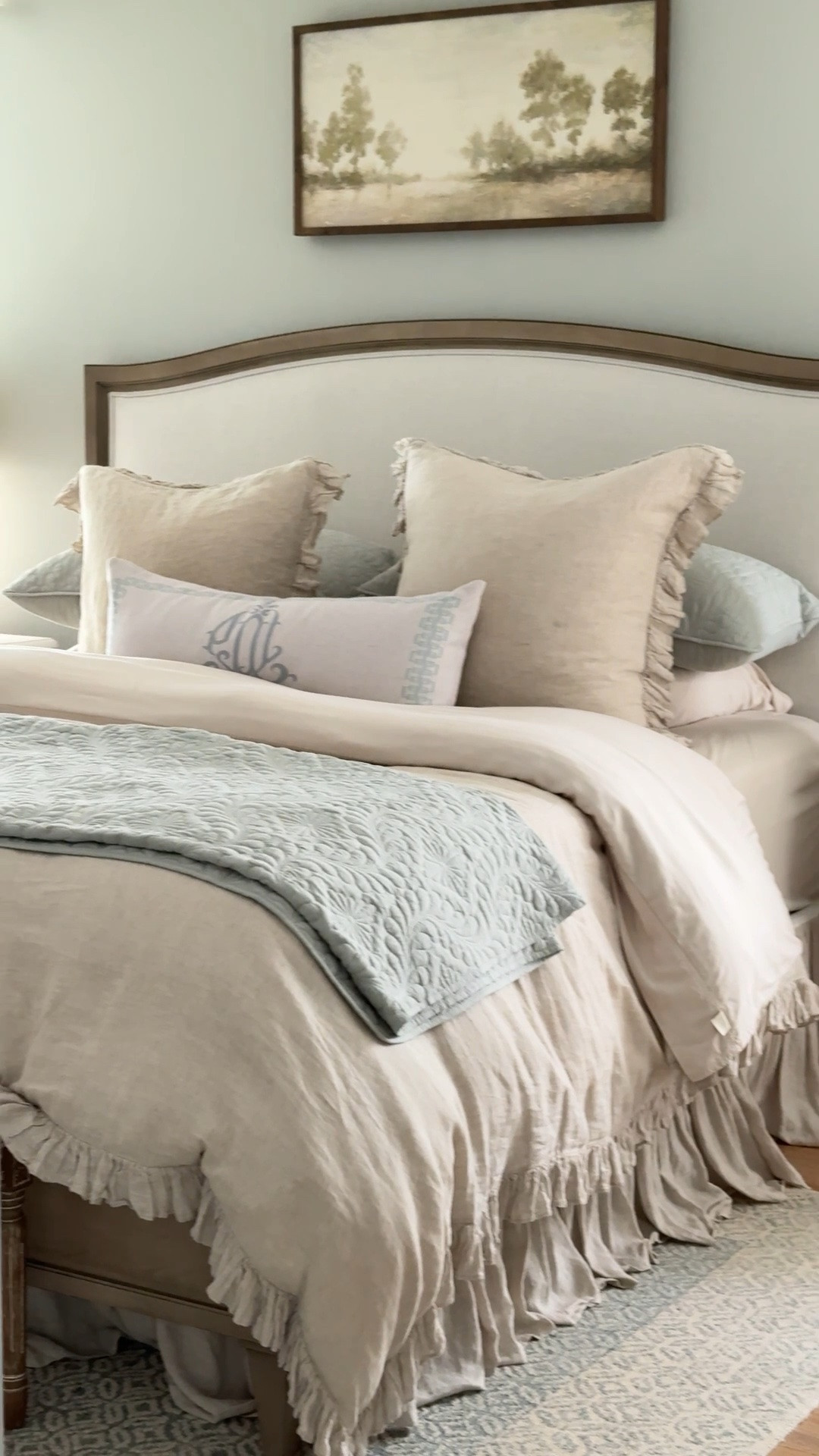Linen bedding.