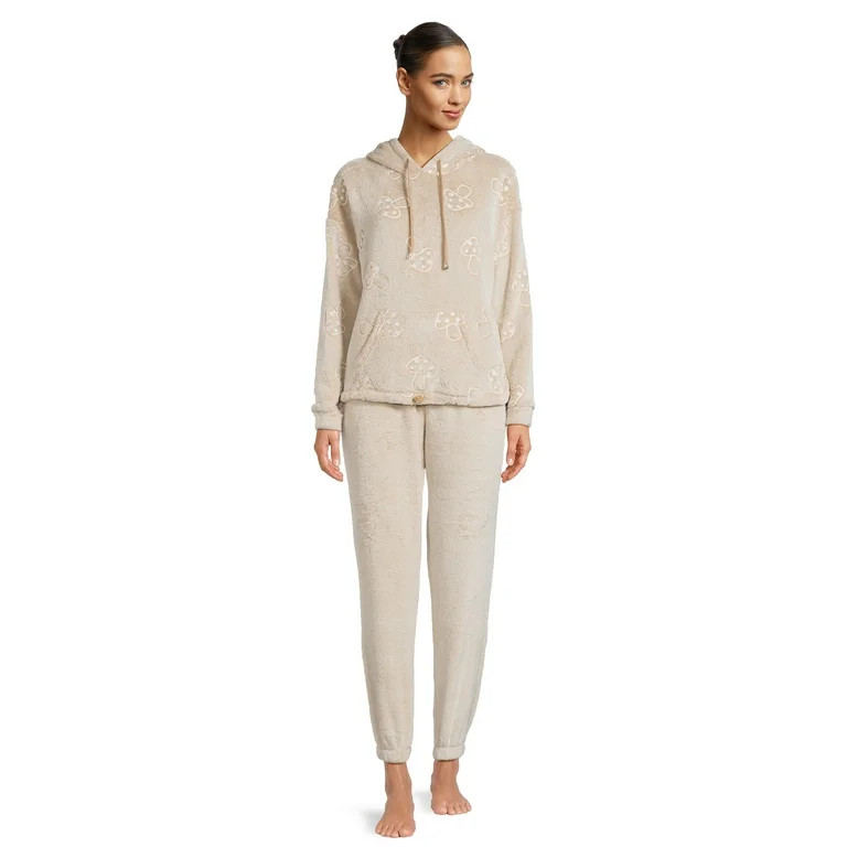 No Boundaries Juniors’ Plush Hoodie and Jogger Pants Set, 2-Piece, Sizes XS-XXXL | Walmart (US)